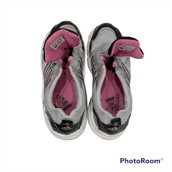 Adidas pink silver running sneaker shoes size 5 US women or big kids shoe laced - Picture 4 of 6